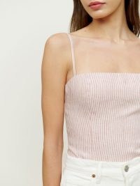 REFORMATION Overland Linen Top Cupcake Stripe / striped skinny shoulder strap summer tops