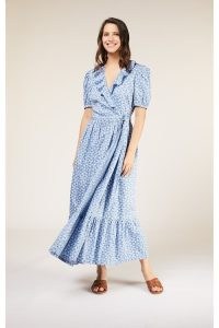 V&A Izzy Wrap Dress – women’s ruffle trim floral print dresses – womens organic cotton clothing – fashion from People Tree