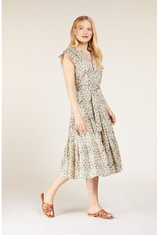 V&A Margie Frill Dress – womens floral print organic cotton summer dresses - flipped