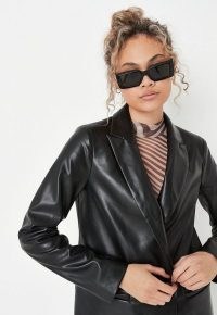 Missguided petite black faux leather blazer – women’s on-trend blazers