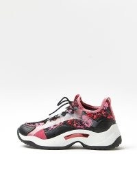 RIVER ISLAND PINK FLORAL CHUNKY TRAINERS / women’s flower print sneakers