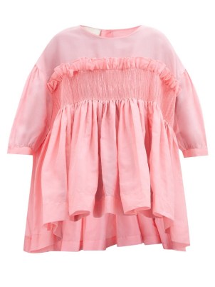 MOLLY GODDARD Fraser smocked organdy top | pink romantic style oversized tops | voluminous fashion - flipped