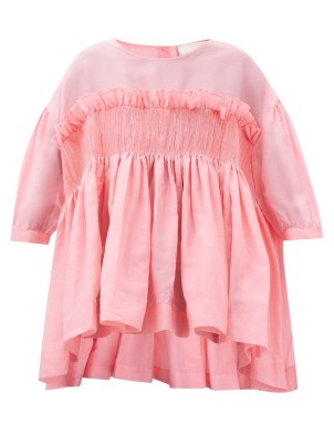 MOLLY GODDARD Fraser smocked organdy top | pink romantic style oversized tops | voluminous fashion