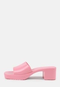 MISSGUIDED pink jelly block heeled mules