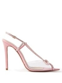 ANDREA WAZEN Kay Plexi 120 crystal-bow open-toe leather pumps in pink – strappy slingback high heels
