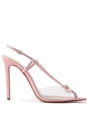 ANDREA WAZEN Kay Plexi 120 crystal-bow open-toe leather pumps in pink – strappy slingback high heels