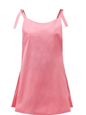 BERNADETTE Ruby tie-fastening straps taffeta dress ~ pink slim shoulder strap mini dresses ~ women’s evening occasion fashion ~ womens party clothes - flipped