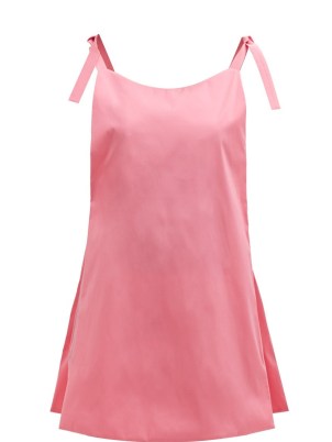 BERNADETTE Ruby tie-fastening straps taffeta dress ~ pink slim shoulder strap mini dresses ~ women’s evening occasion fashion ~ womens party clothes