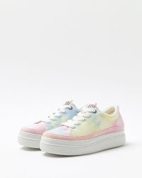 RIVER ISLAND PINK TIE DYE CHUNKY TRAINERS