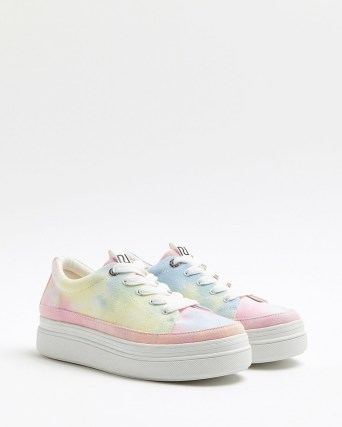 RIVER ISLAND PINK TIE DYE CHUNKY TRAINERS - flipped