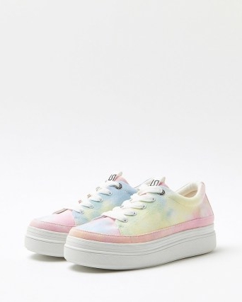 RIVER ISLAND PINK TIE DYE CHUNKY TRAINERS