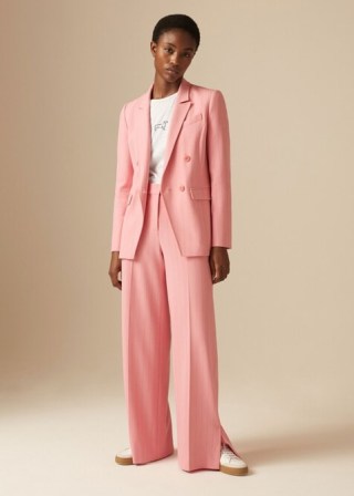 ME AND EM Pinstripe Tailoring Trouser Suit Pink / Orange – women’s striped spring suits – women’s tailored trousers and blazers