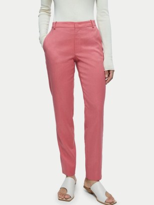 JIGSAW Portofino Linen Trouser in Pink ~ women’s smart spring and summer trousers - flipped