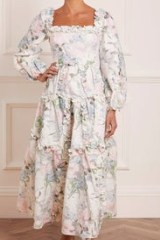 needle & thread POSY BLOSSOM ANKLE GOWN / romantic ruffle trim square neck dresses / women’s floral romance inspired clothes