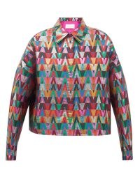 VALENTINO V optical-jacquard jacket – women’s multicoloured metallic jackets