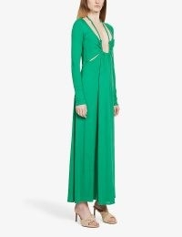 PROENZA SCHOULER V-neck self-tie stretch-crepe midi dress | green long sleeved plunge front dresses