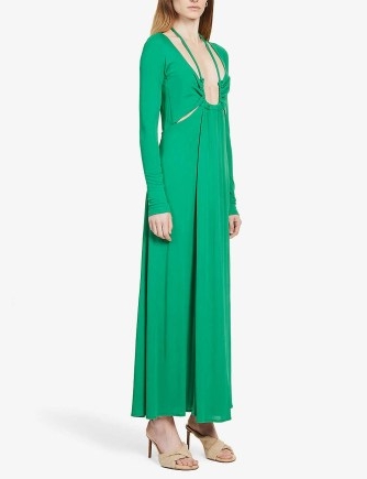 PROENZA SCHOULER V-neck self-tie stretch-crepe midi dress | green long sleeved plunge front dresses
