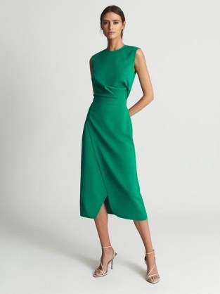 REISS LAYLA Sleeveless Bodycon Dress Green