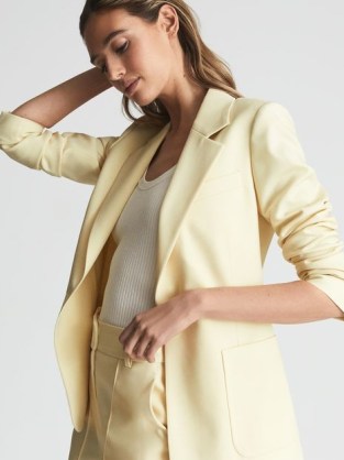 REISS ETNA Single Breasted Blazer – women’s pale yellow blazers – womens tailored jackets for spring 2022
