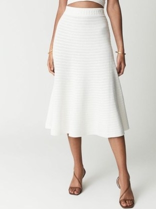 Reiss LIZZIE Crochet Knit Midi Skirt | womens fit and flare skirts | women’s elegant style knitted clothes