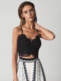 REISS PENNY Lace Bralette Black ~ evening occasion bralettes ~ cropped party fashion ~ bralet tops