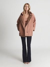 REISS UMA Wool Blend Coat Rose ~ women’s casual dusky pink coats