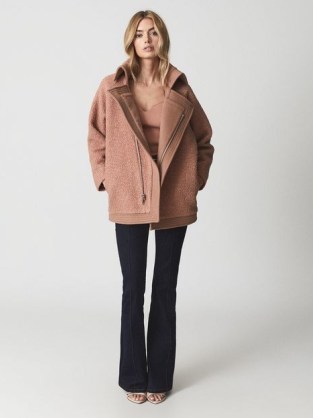 REISS UMA Wool Blend Coat Rose ~ women’s casual dusky pink coats - flipped