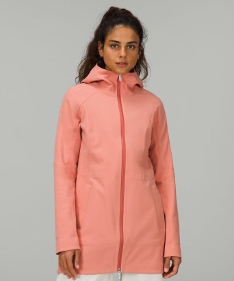 lululemon Rain Jacket Pink Savannah ~ womens breathablewaterproof jackets ~ womens casual hooded outerwear - flipped