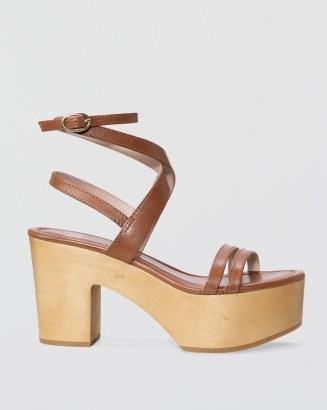 PAIGE Rory Clog Sandal Clay Leather | retro summer sandals | chunky 70s vintage style platforms | strappy platform shoes - flipped