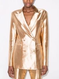 ROTATE Augustina metallic double-breasted blazer ~ women’s glamorous shiny finish evening blazers ~ womens party jackets