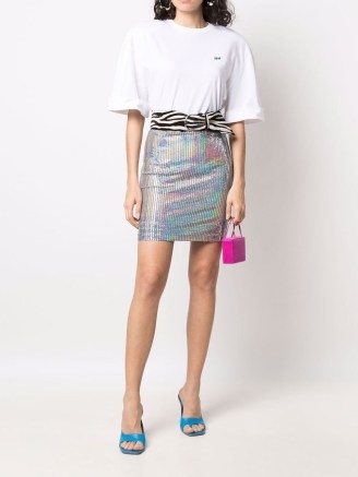 ROTATE mesh-panelled skirt | metallic silver tone mini skirts - flipped