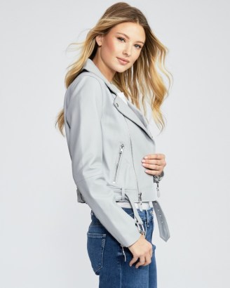 PAIGE Ryanne Jacket in Dove Grey Leather ~ women’s luxe biker jackets ~ women’s luxury zip detail outerwear - flipped