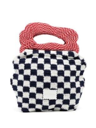 Shrimps Greet check bag / small checked top handle bags / cute knitted handbags - flipped