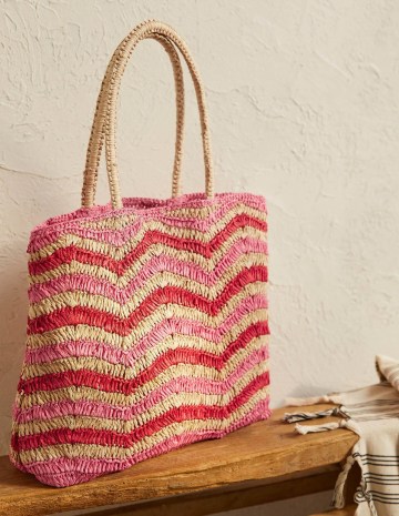 BODEN Soft Straw Bag Zig Zag / summer tote bags