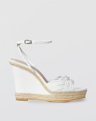 PAIGE Taryn Wedge White Leather | high heel ankle strap wedges | wedged summer heels - flipped