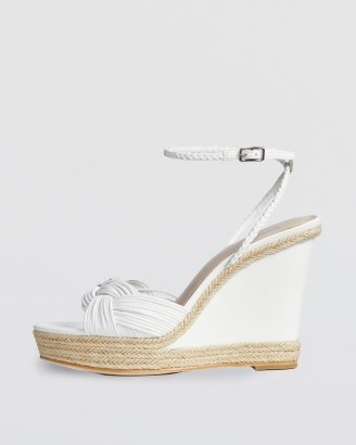 PAIGE Taryn Wedge White Leather | high heel ankle strap wedges | wedged summer heels