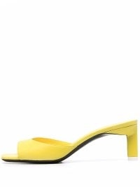 The Attico Kaia 55mm yellow leather pumps – square toe kitten heel mules