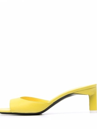 The Attico Kaia 55mm yellow leather pumps – square toe kitten heel mules