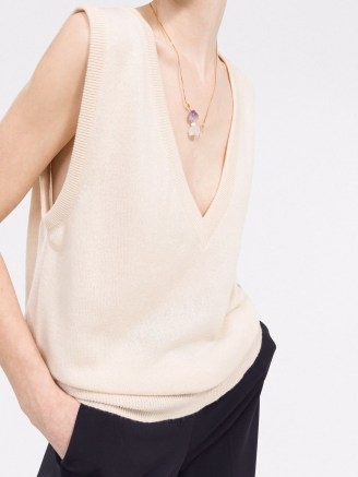 There Was One sleeveless cashmere jumper champagne beige | women’s knitted tanks | womens luxe vest tops - flipped