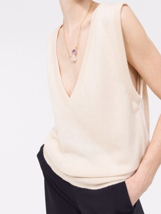 There Was One sleeveless cashmere jumper champagne beige | women’s knitted tanks | womens luxe vest tops
