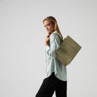 Tomologo T-LINE TOTE BAG ~ chic green leather shopper bags