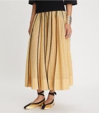 Tory Burch PLEATED HONEYCOMB EYELET SKIRT in Sun Glow ~ designer cotton cut out detail summer skirts