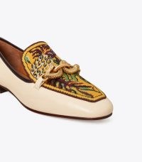 Tory Burch JESSA LOAFER New Cream / Coco ~ women’s luxe leather and front stitchwork panel loafers ~ womens designer shoes