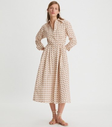 Tory Burch DANDELION POPLIN ELEANOR DRESS in Curly Ditsy ~ cotton floral print shirt dresses ~ women’s designer summer clothes