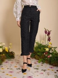 sister jane Petal Jacquard Ruffle Trousers Black / DREAM BEE BOTANICAL collection