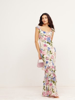 REFORMATION Tripoli Dress in Donna / floral print summer occasion maxi dresses / romantic ruffled event fashion - flipped