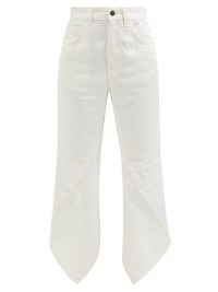 LOEWE Curved-seam wide-leg jeans | women’s white denim clothes | asymmetric hems