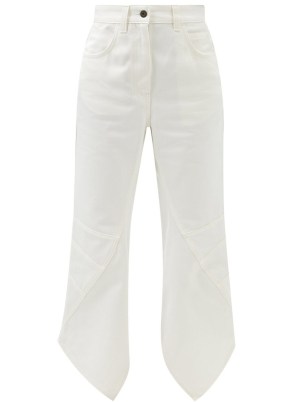 LOEWE Curved-seam wide-leg jeans | women’s white denim clothes | asymmetric hems - flipped