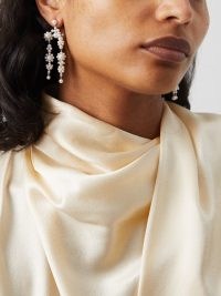 SOPHIE BILLE BRAHE Fontaine Bellis pearl & 14kt gold drop earrings / floral statement frops / women’s fine jewellery