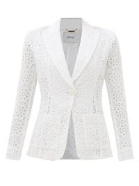 ERDEM Lilith broderie-anglaise cotton-blend suit jacket ~ white semi sheer sleeved jackets ~ womens designer outerwear